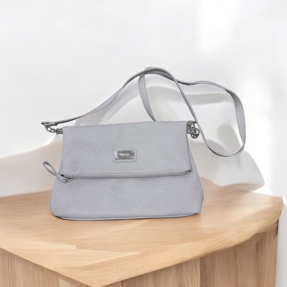 Nine West Gray Leather Crossbody